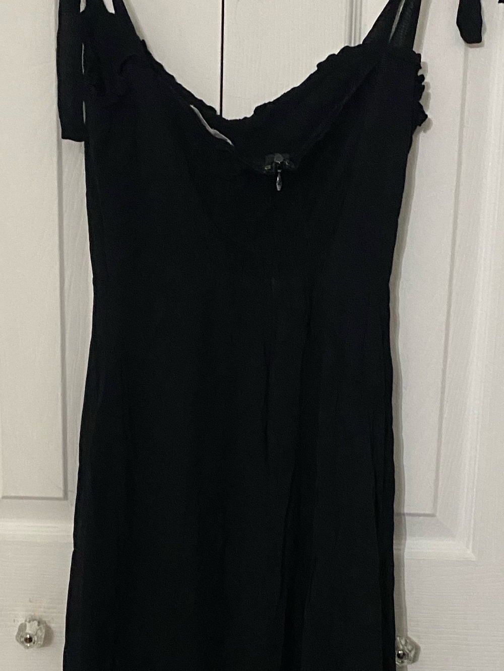 Reformation Black Tie-Shoulder Georgette Frill Hem Maxi Dress 4 - Picture 13 of 15